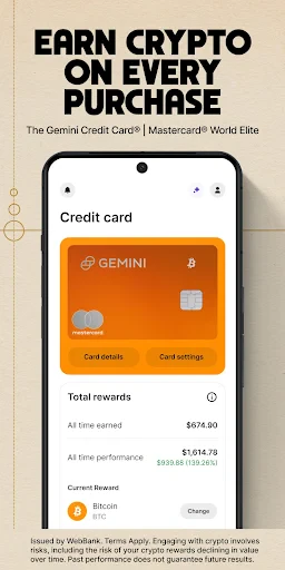 Gemini: Bitcoin Credit Card screenshot
