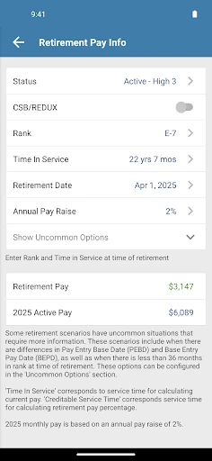 Military Retirement screenshot